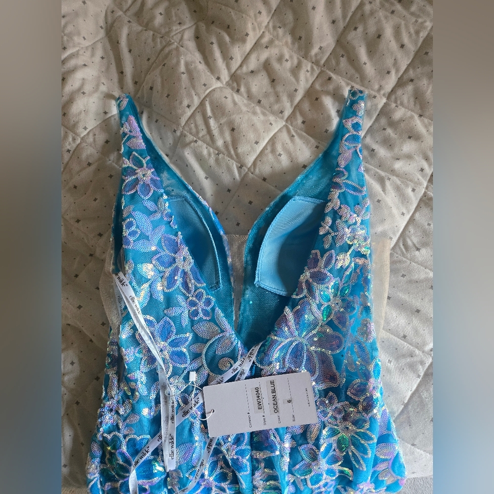Ellie Wilde Blue Aqua Sequin Mermaid Dress - Picture 5 of 5